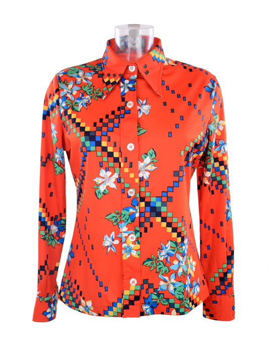 Wholesale Vintage Clothing 70s print blouses
