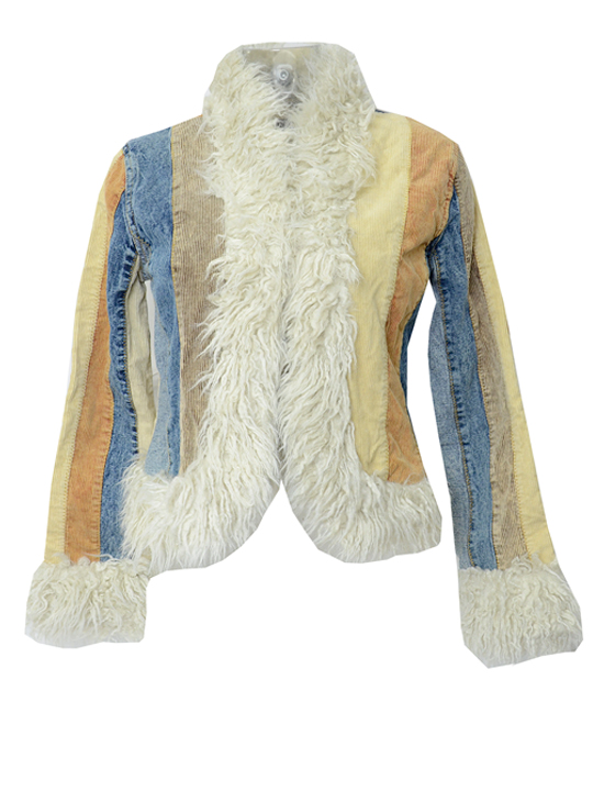 Wholesale Vintage Clothing Y2k denim fake fur jackets